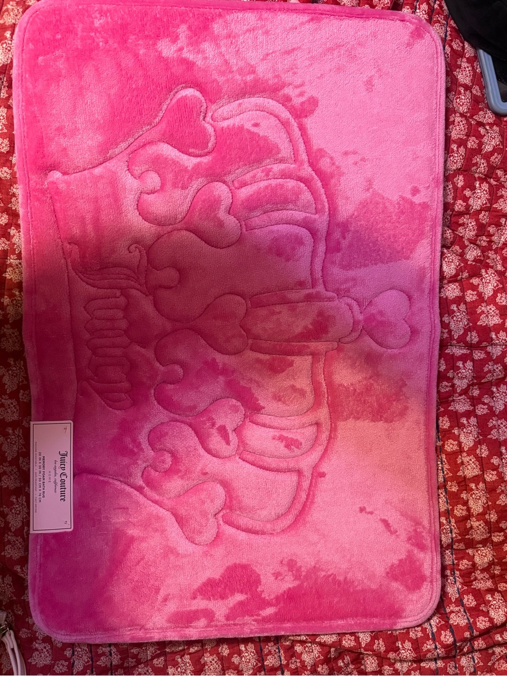 Juicy Couture Bright Pink Plush Memory Foam Bath Rug